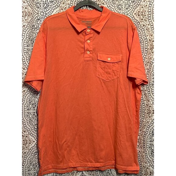 Old Navy Coral Pocket Polo Shirt Mens Casual Button Collar Top - Picture 1 of 8